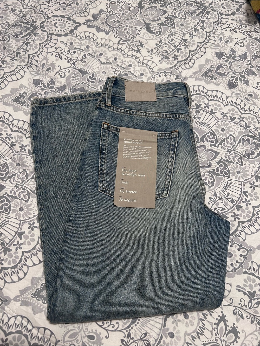 NWT Everlane The Rigid Way High Organic Cotton Jeans size 28